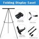 Falling in Art Aluminum Flip Chart Display Easel Stand with Adjustable Floor for Boardroom, Whiteboard, Paper Pads, Signage, 63 1/2'' High, Black 4 PACK