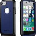 ImpactStrong for iPhone 7/8 Case, Ultra Protective Case with Built-in Clear Screen Protector Full Body Cover (Navy Blue)