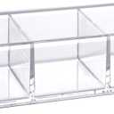 Amazing Abby - Glamour - Acrylic 3-Compartment Makeup Organizer, Transparent Plastic Lipstick Holder, Perfect Bathroom Vanity Storage Solution for Lipsticks, Nail Polishes, and More