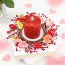 Valentine Candle Rings, 6 Pcs Conversation Heart Decor for Pillar Candles, Red Pink Felt Mini Wreath with Love Messages for Table, Cabinet, Candy Heart Centerpiece, Wedding & Home Decor