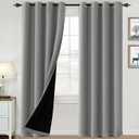 H.VERSAILTEX 100% Blackout Curtains for Bedroom Thermal Insulated Blackout Curtains 84 inch Length Heat and Full Light Blocking Curtains for Living Room with Black Liner 2 Panels Set, Dove Gray