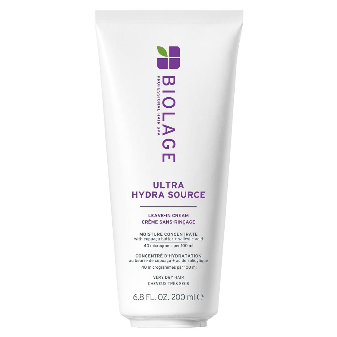 Biolage Ultra Hydra Source Leave-In Cream - Moisturizes & Controls Frizz, For Very Dry, Thick, Hair, Infused with Micro-dosed with Cupuau Butter & Salicylic Acid