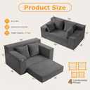 Winzon Boneless Loveseat, 3 in 1 Convertible Sofa Bed Sleeper Sofa Floor Futon Bed with 4 Pillows, 55" Grey Boneless Couch for Living Room, Guest Room, Small Space, No Assembly Required, Corduroy
