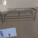 Iconic Home Da Vinci Modern Contemporary Velvet Button Tufted with Silver Nailhead Trim Silvertone Metal Leg Sofa, Navy