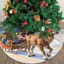 Christmas Tree Skirt 36 Inch Funny Santa Claus and Reindeer Farmhouse Holiday Decorations Soft and Thickened Christmas Tree Skirt for Indoor Outdoor Christmas New Year Holiday Party Decor (36" (91 cm) diameter)