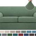 Turquoize 3 Piece Sofa Covers for 2 Cushion Couch Sofa Slipcover Soft Couch Cover for Dogs-Washable Sofa Furniture Covers with 2 Individual Cushion Covers (2 Cushion Sofa, Loden Frost)