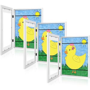 [3 Pack] Kids Art Frames, 10x12.5 Front Opening Kids Artwork Frames Changeable, Displays 8.5x11 With Mat and 10x12.5 Without Mat, Holds 50 Pcs, for 3D Picture, Crafts, Hanging Art, Portfolio Storage