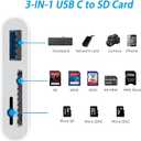 USB C SD TF Memory Card Reader, 3-in-1 Type C Camera Adapter Compatible with iPad, iPhone 15, MacBook Pro/Air,Chromebook Samsung and More USB C Devices