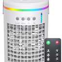 Vosaf Portable Air Conditioners with remote, 1400ml Evaporative Mini Air Conditioner with 3 Speeds, 7 Colors Light Personal Air Conditioner, Portable AC Air Cooler for Room Bedroom Office Desk