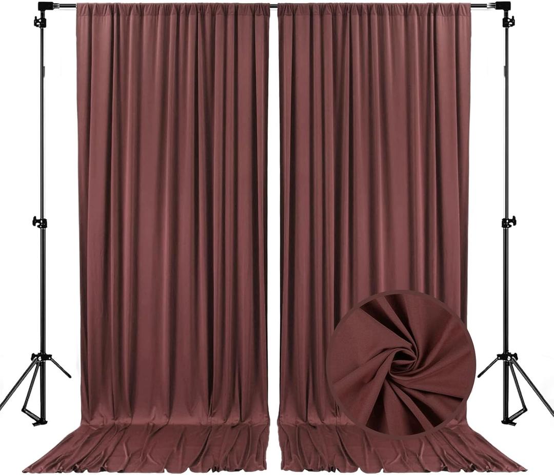 10 x 10 Feet Red Brown Backdrop Curtain for Partie, Background Curtains for Photoshoot, Birthday, Wedding, Halloween, Thanksgiving, Christmas, New Year Party Decorations 5Ft x 10Ft, 2 Panels