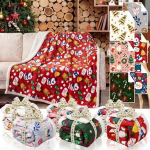6 Pcs Christmas Throw Blankets 40 x 50 Inch Xmas Sherpa Fleece Throw Blanket Christmas Decor and Warm Winter Fuzzy Cozy Holiday Candy Canes Carpet for Gift Home Couch Bed Sofa Xmas Supplies