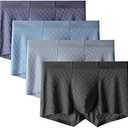 Evankin Mens Ice Silk Mesh Boxer Briefs Breathable Cool Underwear Low Rise Stretch Boxers Size XL 4 Pcs