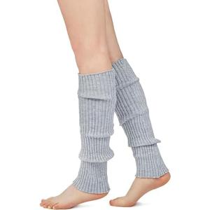YUANQIAN Women Winter Extra Soft Long Legwarmer Warmer Knitted Stirrup Leg Warmers for Yoga Ballet Dance (Grey-2pair no hole)