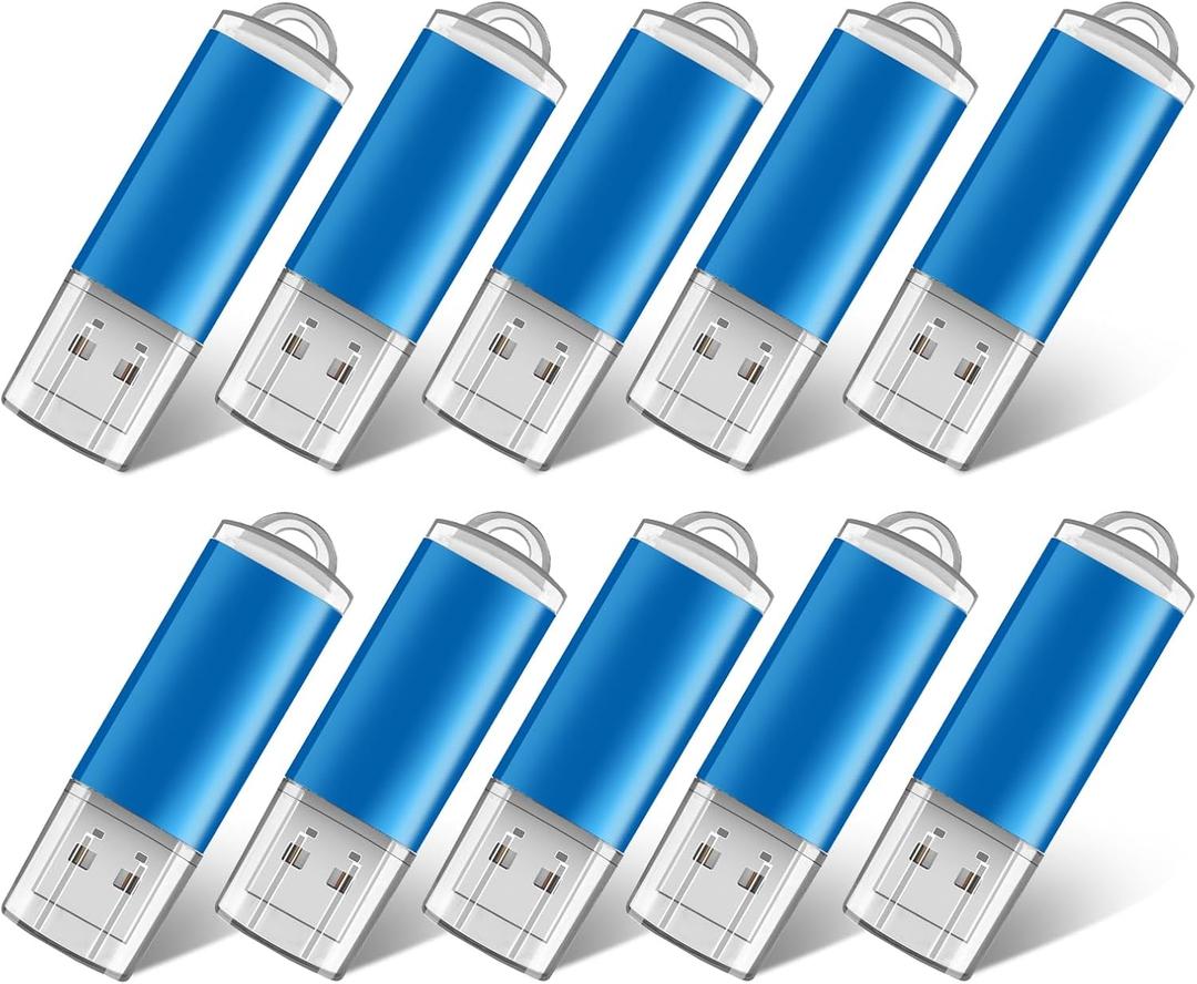10-Pack 32GB Plastic USB 2.0 Flash Drive, Blue