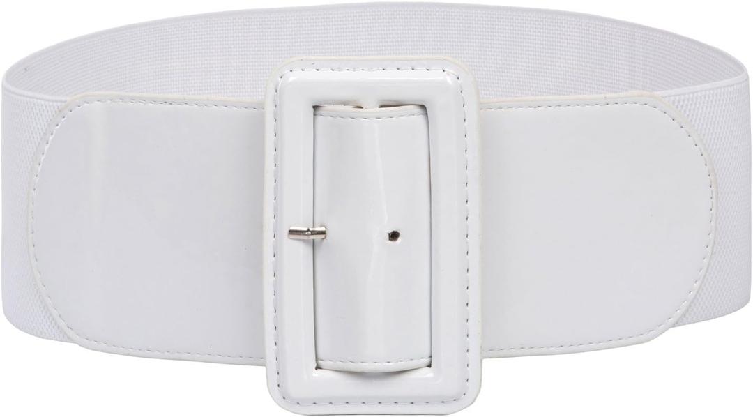 GRACE KARIN Women's Stretchy Belt 1950s 3 Inch Wide Elastic Belts (XXXX-Large, White)