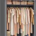SONGMICS Closet Wardrobe, Portable Closet for Bedroom, Clothes Rail with Non-Woven Fabric Cover, Clothes Storage Organizer, 55.1 x 16.9 x 68.5 Inches, Gray URYG02GY (Grey)