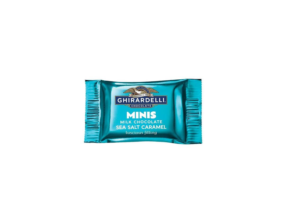 GHIRARDELLI Milk Chocolate Sea Salt Caramel Minis Bulk Case Pack (900 ct) Premium Individually Wrapped Mini Chocolates, Best By: 07/31/26