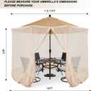 COOSHADE 7.5-11FT Patio Umbrella Mosquito Netting Polyester Screen Mesh Net for Outdoor Umbrella with Zipper Door and Weight Bag Beige