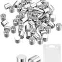uxcell 60Pcs Stainless Steel Cord Ends, 6mm ID Column Leather Cord End Caps for Bracelet Jewelry Making DIY, Silver Tone