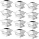 Davinci Lighting Renaissance Solar Outdoor Post Cap Lights - Includes Bases for 4x4 5x5 6x6 Posts - Bright LED Light - Pearl White (12 Pack)
