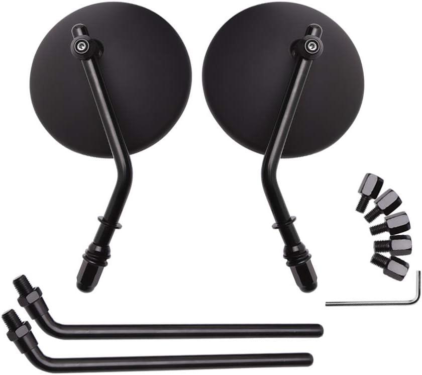 DREAMIZER 3.8" Motorcycle Rear View Side Mirror Round 8mm 10mm Universal Compatible with CB350 CB1100 Guide ATV Dirt Bike Cruiser Chopper - Black #1