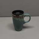 Bosmarlin Ceramic Travel Coffee Mug with Handle and Lid, 18 oz, Portable Coffee Cup for Car Cup Holder, Microwave and Dishwasher Safe, Reactive Glaze (Peacock Blue)