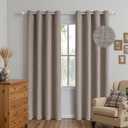 100% Blackout Curtains 96 Inches Long 2 Panels Set, Beige Curtains for Living Room, Black Out Thermal Insulated Grommet Drapes Bedroom Luxury Decor Privacy(52W 96L inch, Beige)