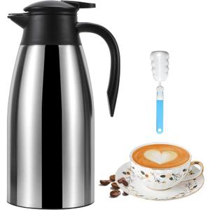 70 oz Thermal Coffee Carafe for keeping hot, Updated Carafe for hot liquid, Airpot Stainless Steel Thermos Urn Beverage Dispenser Vacuum Thermal Pot for Coffee, Hot Water,Keep Hot 12 Hour(Silver)