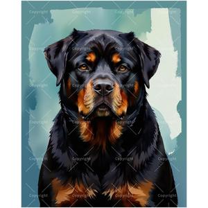 Animal Paint by Numbers Kit for Adults - DIY Rottweiler Dog Portrait Painting on Canvas 16x20 Inches, Acrylic Paint Set, Suitable for Beginners, Pet Art for Home Decoration or Gifts