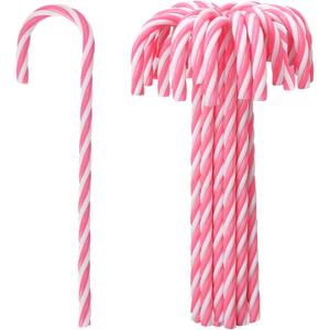 24 Pcs Candy Cane Ornaments for Christmas Tree,5.9 Inch Candy Cane Christmas Decorations,Plastic Twisted Crutch Pink and White Ornaments for Tree Wreath DIY Craft Home Xmas Decor (24, Pink)