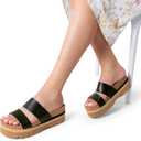 DREAM PAIRS Women's Platform Slides Sandals Comfortable Arch Support Two Strap Slip On Fashion Beach Wedge Sandals, US 7