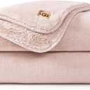 UGG Whitecap Fleece Throw Blanket, Soft Warm Throw for Bed or Chair, Luxury Bedroom Decor, Cozy Blankets, Machine Washable, 50-inch x 70-inch, Pink Quartz