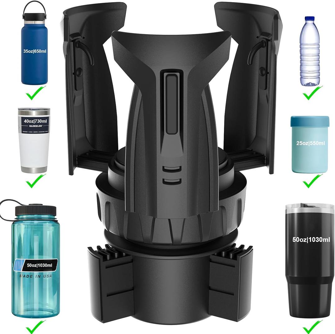 Cup Holder Expander, Automatic Car Cup Holder Expander Holds Large Water Bottles, for Yeti, Owala Travel Tumbler & Mugs, Adjustable Arms & Extendable Base Insert Accessories (CUP03T, 1PACK)