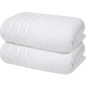 Infinitee Xclusives 100% Cotton Luxury Bath Towels Set of 2 (27x54 Inches) (Brilliant White, Bath Towels - Pack 2)