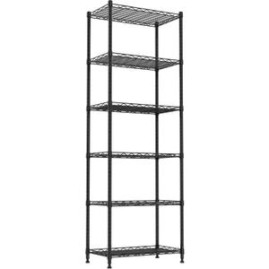 REGILLER 6 Wire Shelving Steel Storage Rack Adjustable Unit Shelves for Laundry Bathroom Kitchen Pantry Closet(Black,11.7" D x 21.4" W x 63" H)