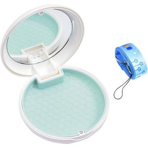 2 x Retainer Holder with Mirror & Lanyard, Compact Night Guard Case with Vent Holes, Partial Denture Container for Purse, Portable Aligner Box Compatible with Invisalign (White Green)