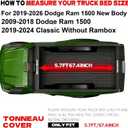 5.7FT(67.4") Soft Tri-Fold Truck Bed Tonneau Cover Compatible with 2009-2025 2026 Dodge Ram 1500 (Incl. Classic & New) 5.7 ft Bed Without Rambox,Dodge Ram 1500 Accessories