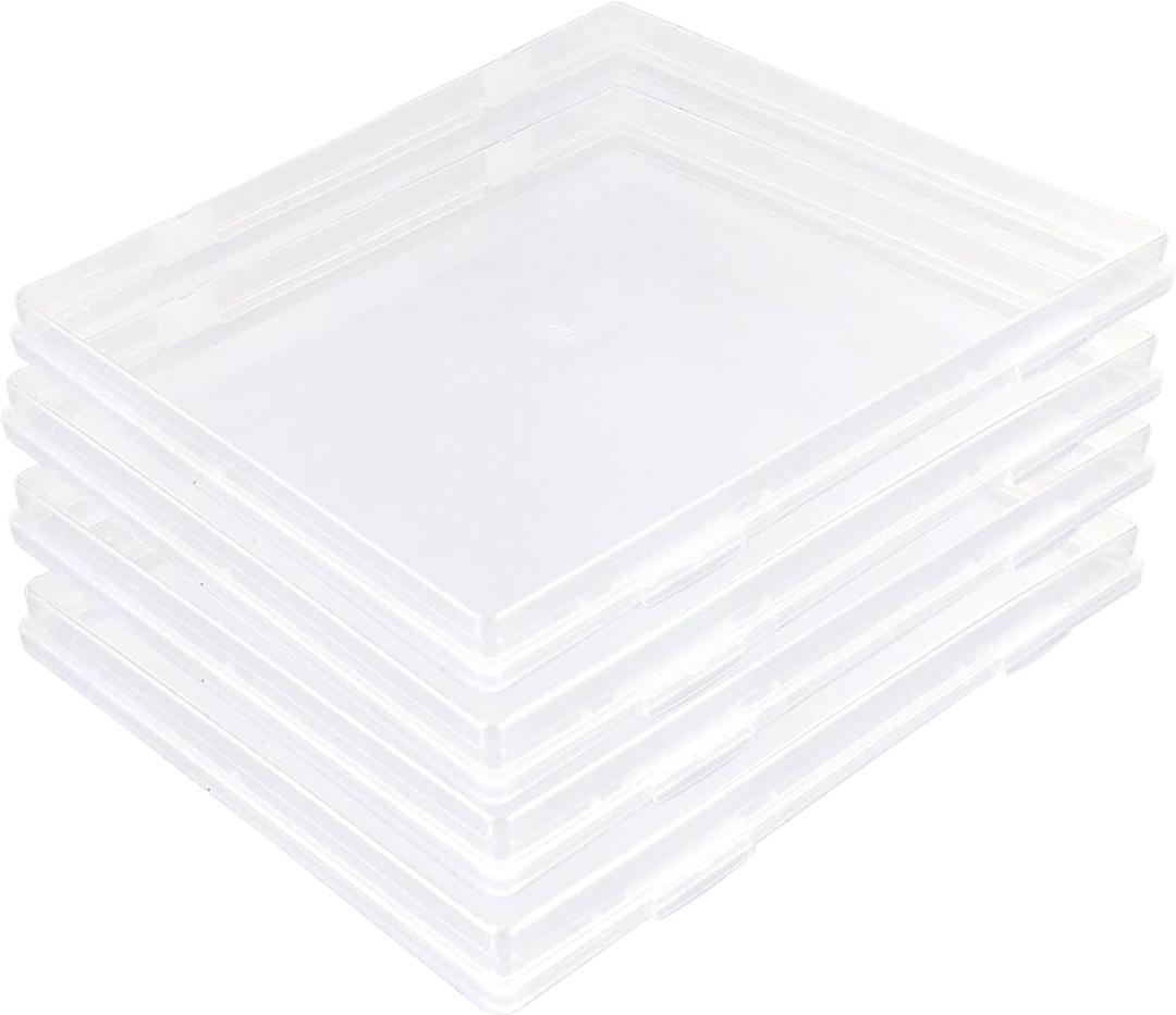 Aventik A4 Size File Box Document Plastic Storage Box File Holder Organizer Paper Plastic Case Magazine Protector with Buckle Office School Supplies (4)