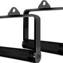 D Handle Cable Attachment for Weight Workout, Heavy Duty Steel with Non-Slip Rubber Grip (Black)