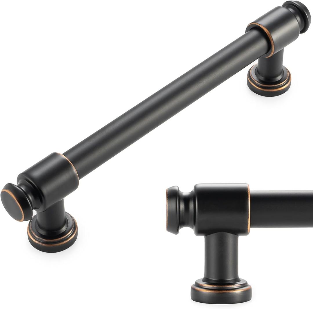 KOOFIZO 10 Pack 5 Inch Oil Rubbed Bronze Kitchen Cabinet Pulls Rubbed Bronze Cabinet Handles Cabinet Hardware for Kitchen Cabinets Drawer P11 Dresser Cupboard Bedroom Bathroom