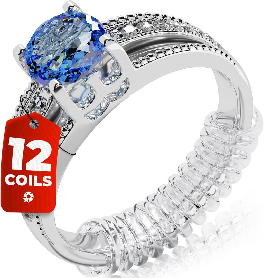 Ring Sizer Adjuster for Loose Rings - 12 Pack, Guards, Spacers & Tighteners, Fits Bands Up to 6mm, Reduces Size by 0.5-1.5, Invisible Design for Women & Men by 5 STARS UNITED