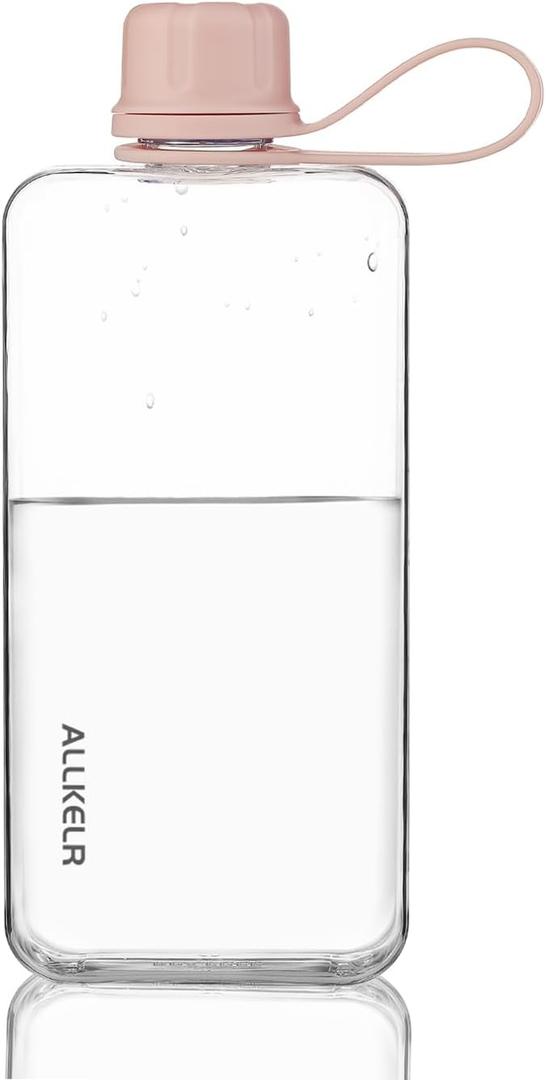 ALLKELR Portable Flat Water Bottle,BPA Free Reusable Tritan Plastic Travel Water Bottle Cup,Lightweight Leakproof Slim Water Bottle Fits Purse,Backpacking, Hiking 400Ml