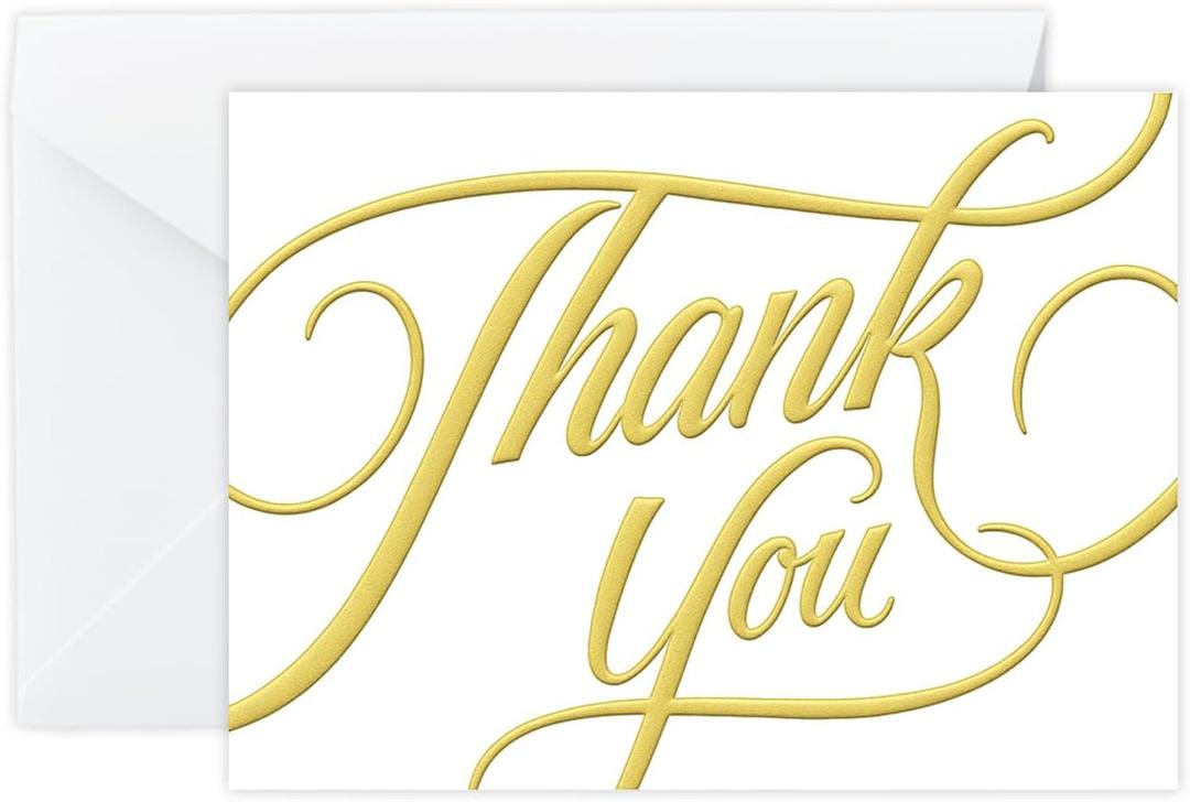 easykart labels 100 PCS Thank You Cards with Gold Foil, 5.5" x 4", Thank You Notes, Ivory Cards With Envelopes for Wedding, Business, Baby Shower, Small Business, Funeral, Graduation