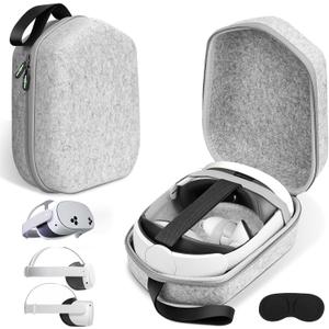 sarlar Hard Carrying Case Compatible with Meta Quest 3S/Quest 3/Oculus Quest 2/Vision Pro Official Original/Elite Strap VR Headset and Controller Accessories, Suitable for Travel and Home Storage