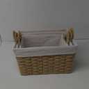 Woven Storage Basket, Rectangular Straw Baskets Set of 3 Different Sizes, Charming Straw Colors, Bilateral Handle Design, Ample Compact Storage Space, Minimalist Aesthetic