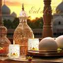 7oz Ramadan Mubarak Candles 4 Pcs Ramadan Gifts Large Jar Eid Mubarak Scented Candles Muslim Scented Light Islamic Party Favors Gifts for Home Muslim Islam Festival Decor(White Gold)