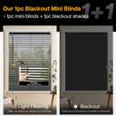 LazBlinds No Tools No Drill Cordless 1" Vinyl Mini Blinds, 100% Blackout Blinds for Indoor Windows, Room Darkening Privacy Window Blinds and Shades for Interior, 30 1/2" W x 64" H, Black