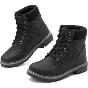 Adokoo Boots for Women Waterproof Fall Winter Ankle Boots Snow Black Combat Boots Lace Up Non Slip for Hiking Work (10)