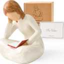 Cuayaes Reading Thinker Statue Book Lover Gifts for Women Readers, Graduates, Students, Teachers, Bookshelf Decor Aesthetic Sculpture Home Decor for Shelves Desk Office Living Room