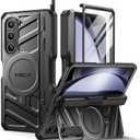 TONGATE Magnetic for Z Fold 5 Case with S Pen Holder & Stand, [Compatible with MagSafe] Heavy Duty Rugged Phone Case Built in Screen Protector & Belt Clip for Samsung Galaxy Z Fold 5 5g 2023, Black